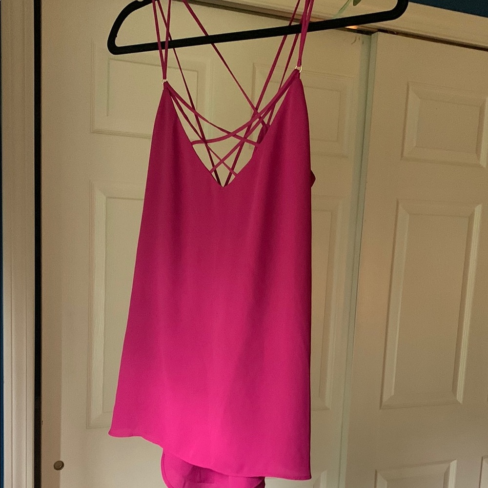 Express Vibrant Pink Strappy Top size M